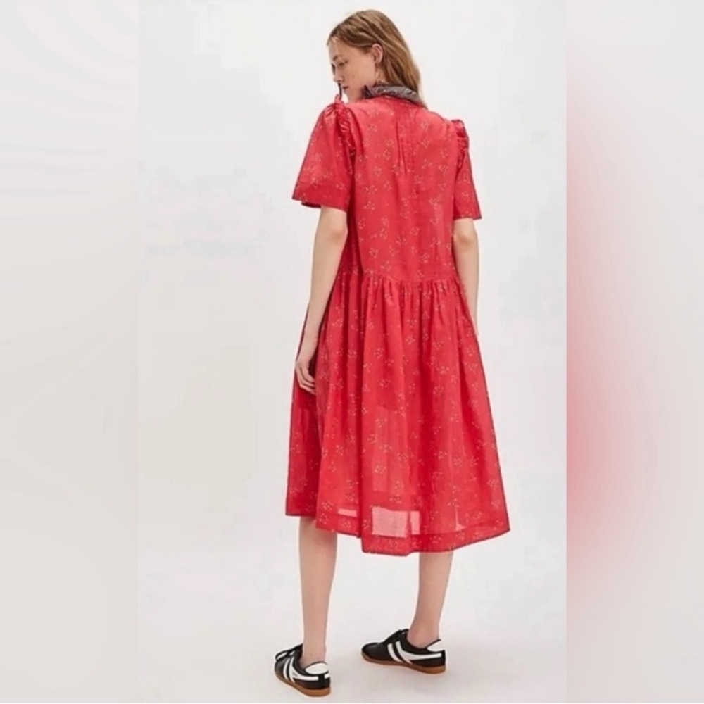 Free People Red Floral Button-Down Dress - Picture 4 of 6